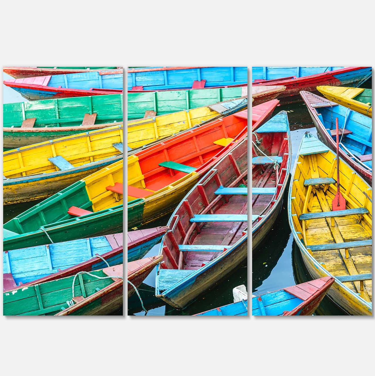 Designart - Rowing Boats on the Lake in Pokhara - Boat Canvas Art Print